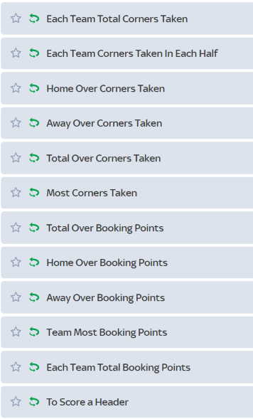 Sky Bet betting markets